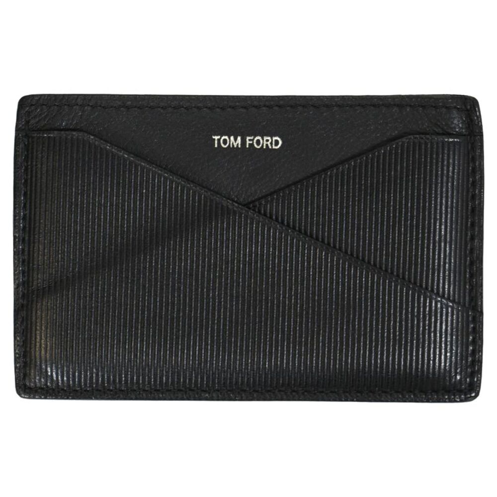 Tom Ford Logo Card Holder in Black Leather
